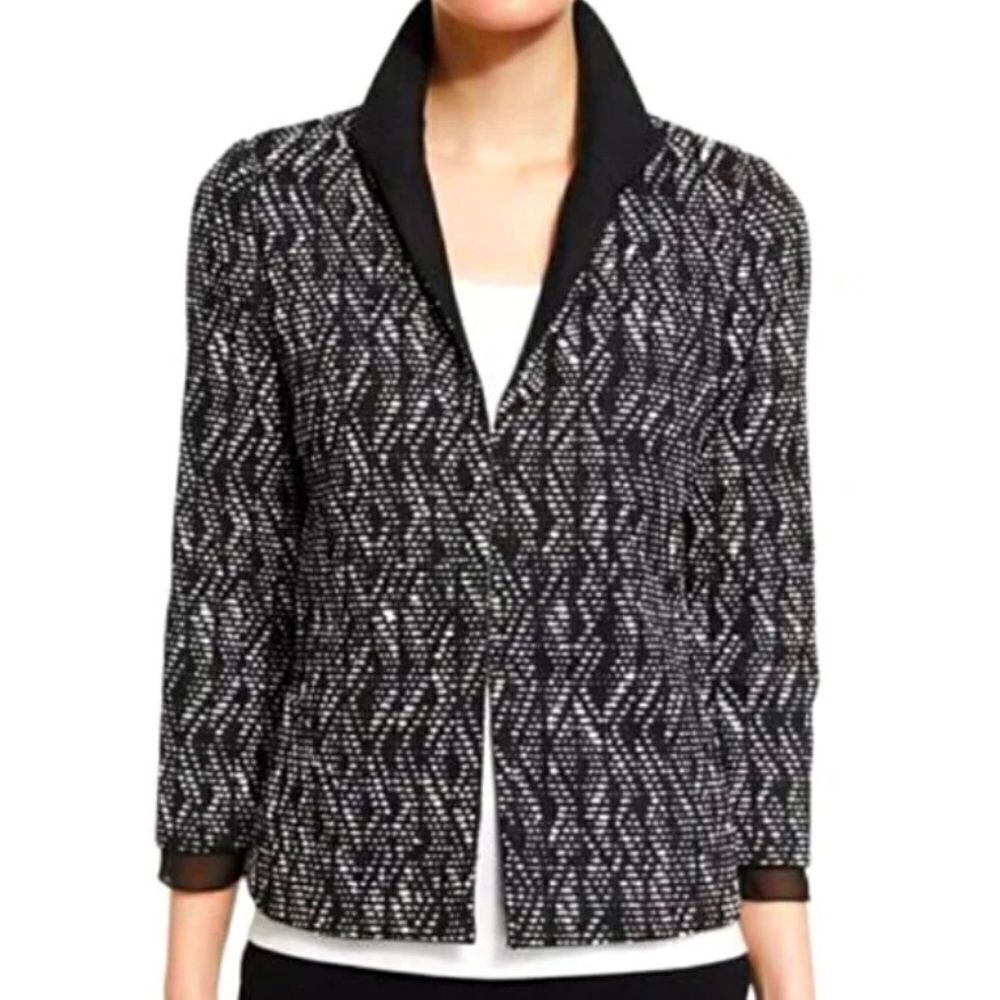 Lafayette 148 New York Bellene Black & White Woven Blazer Jacket